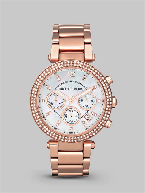 michael kors hartman rose gold watch|Michael Kors parker chronograph watch.